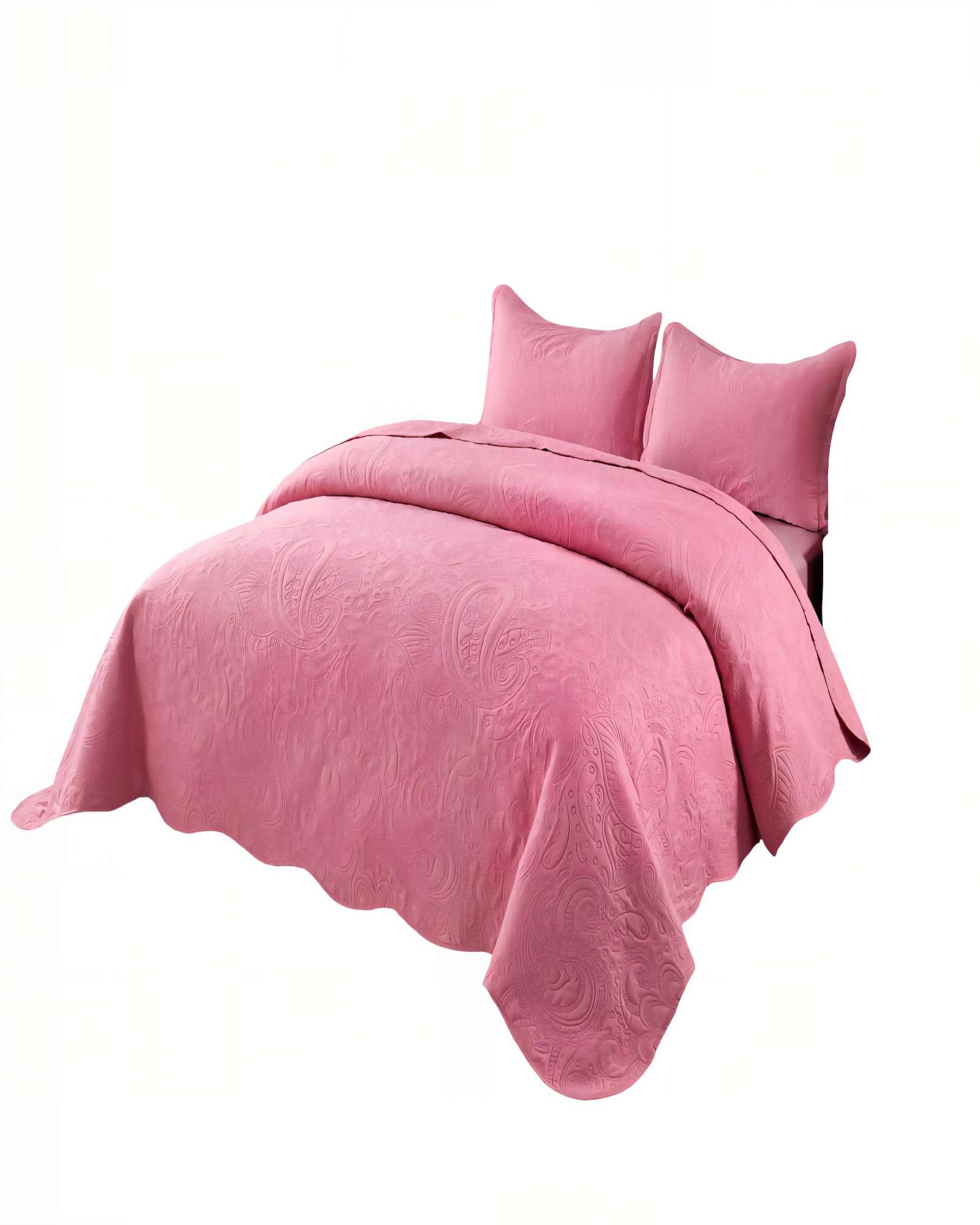 QUILT CUBRECAMA DE VERANO 1,5 PLAZAS CON RELIEVE COLOR ROSADO - 1