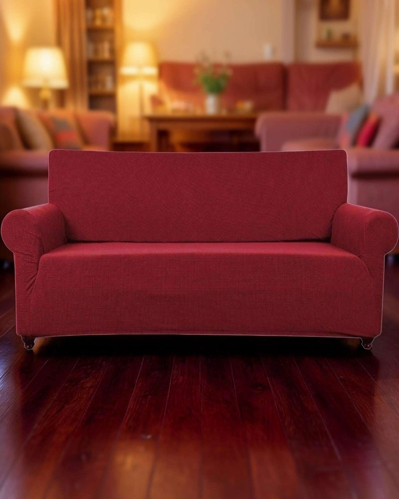 FUNDA DE SILLON 3 CUERPOS CUADRILLE COLOR BURDEO - 3