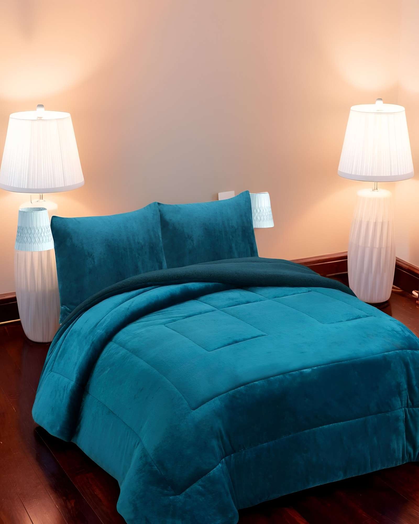 COBERTOR SHERPA PLAZA Y MEDIA 180X200CM TURQUESA B13 - 3