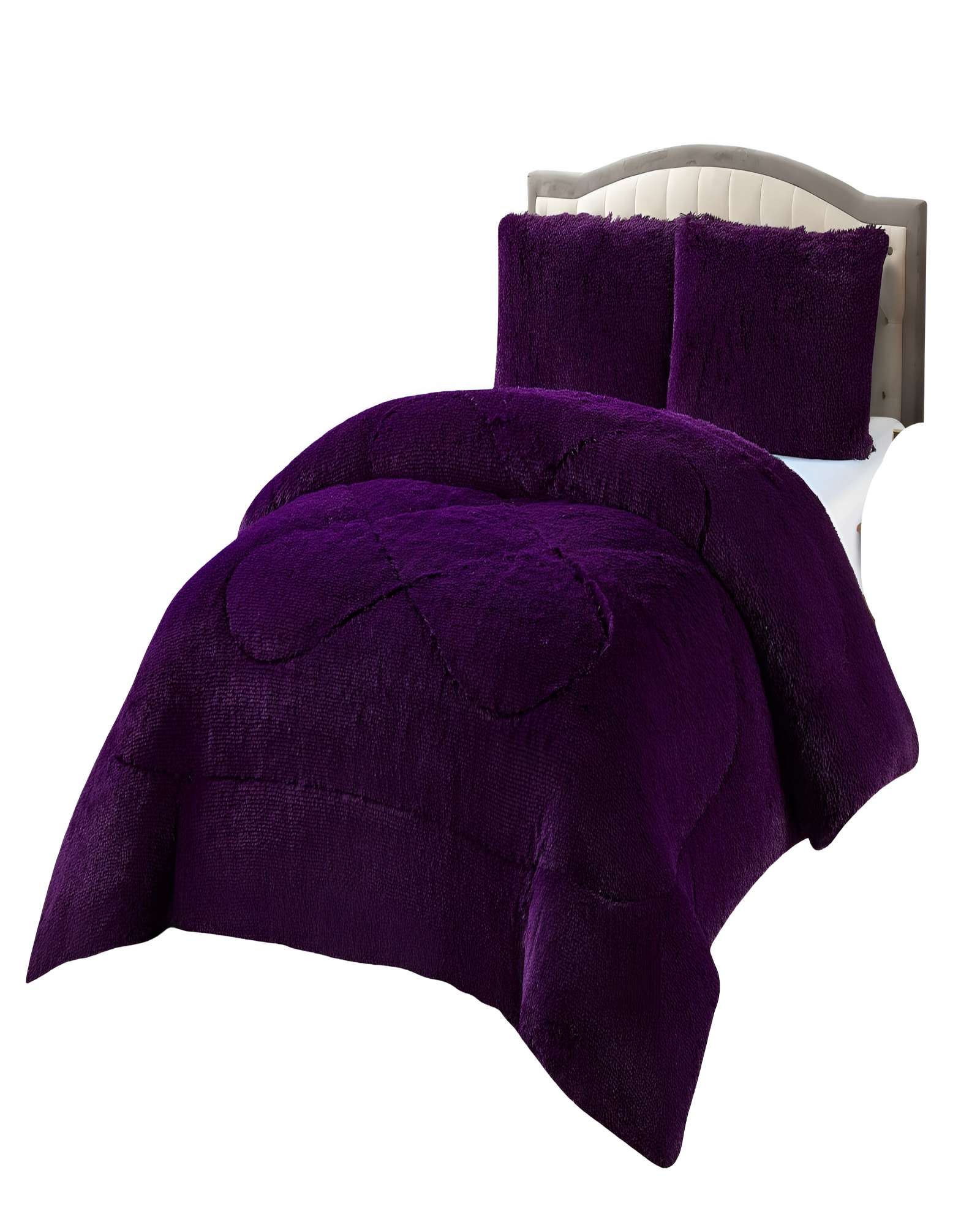 COBERTORES CON CHIPORRO DE PELUDOS PLAZA Y MEDIA 180X200CM MORADO - 1