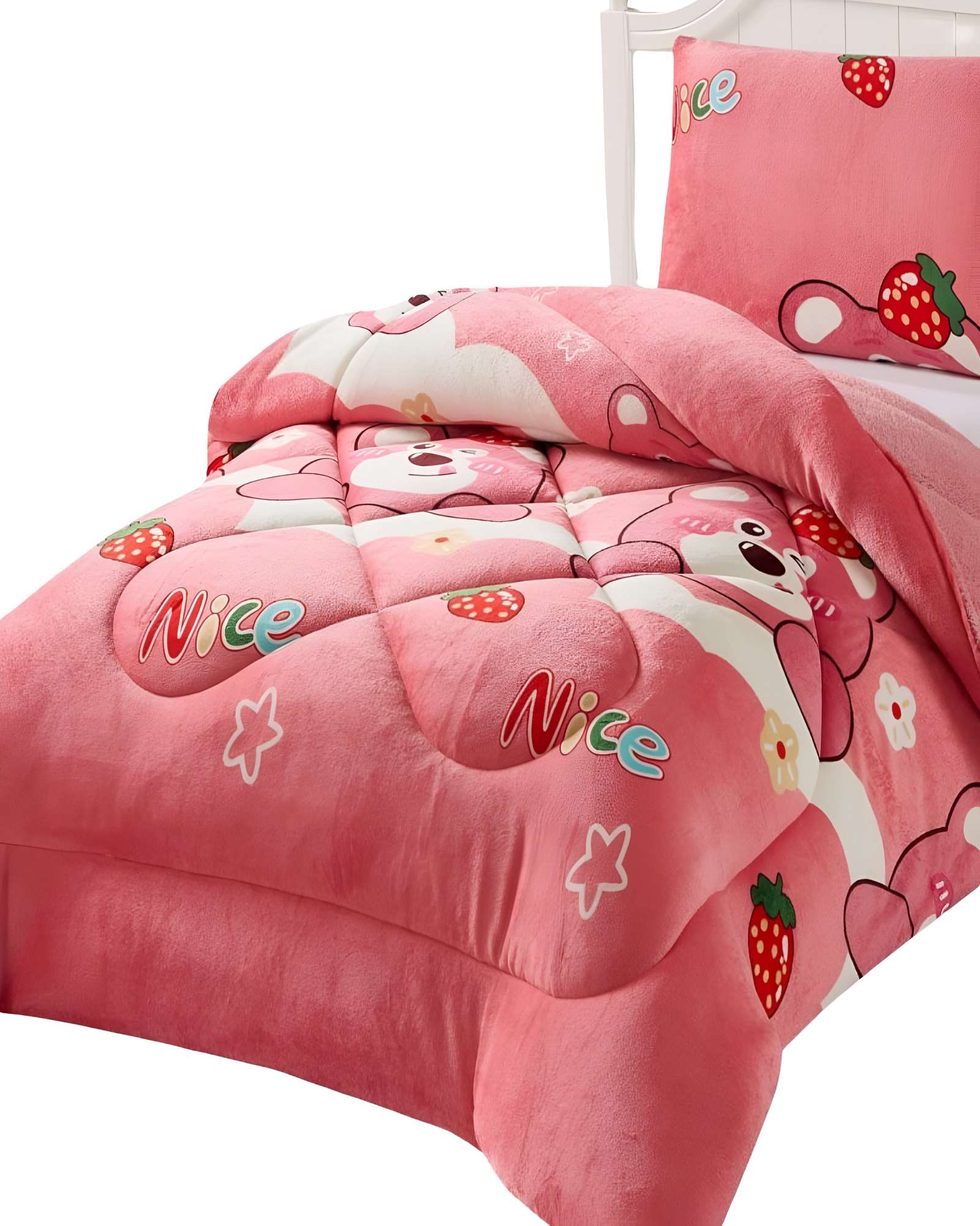 COBERTOR CON CHIPORRO PLUSH PLAZA Y MEDIA 180X200CM ROSA C5 - 2