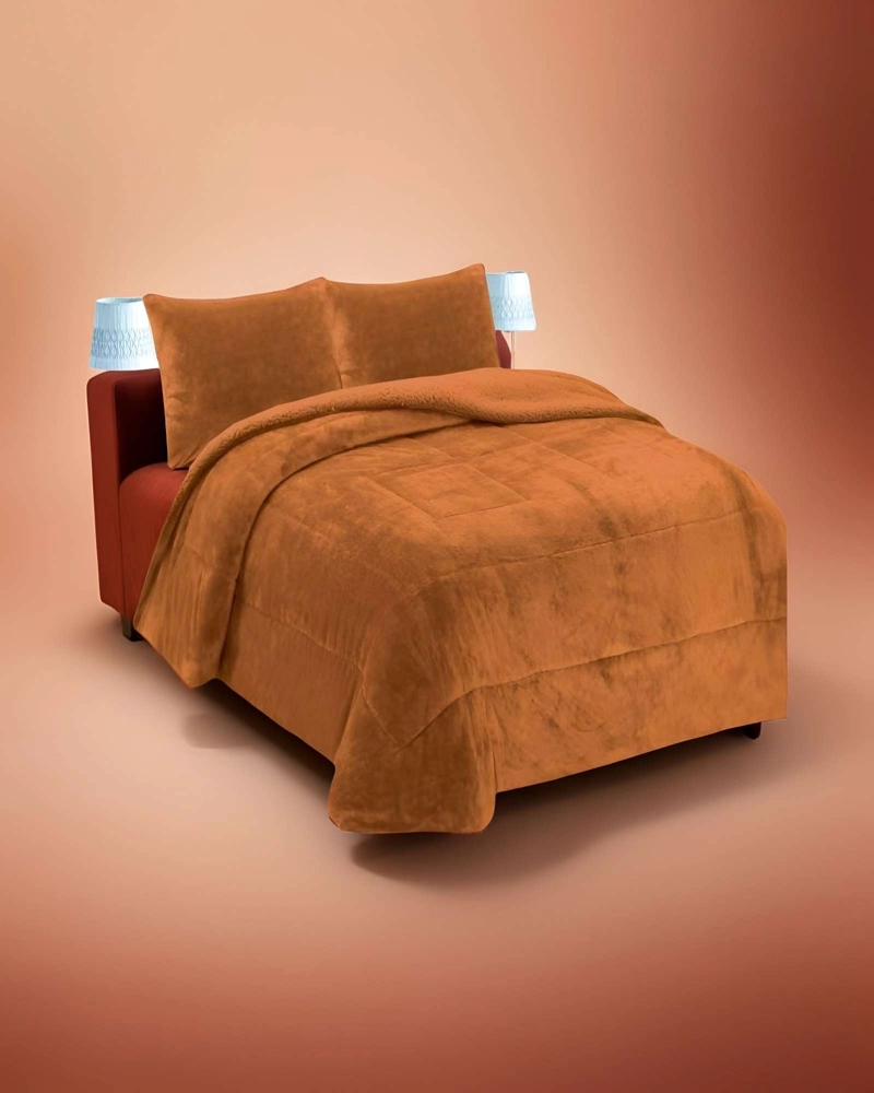 COBERTOR SHERPA KING 250X270CM MOSTAZA B12 - 3