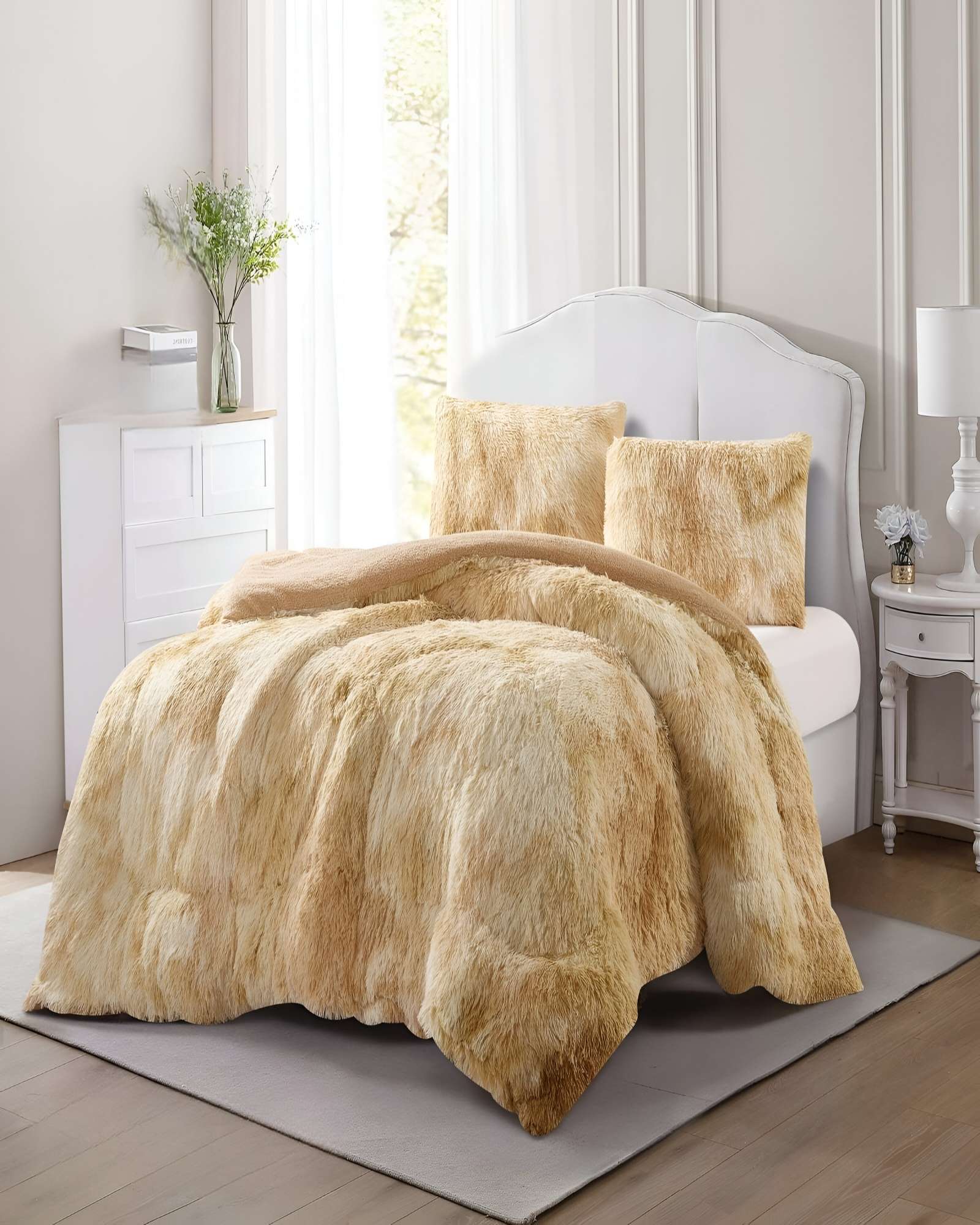 COBERTORES CON CHIPORRO DE PELUDOS PLAZA Y MEDIA 180X200CM BEIGE2 - 3
