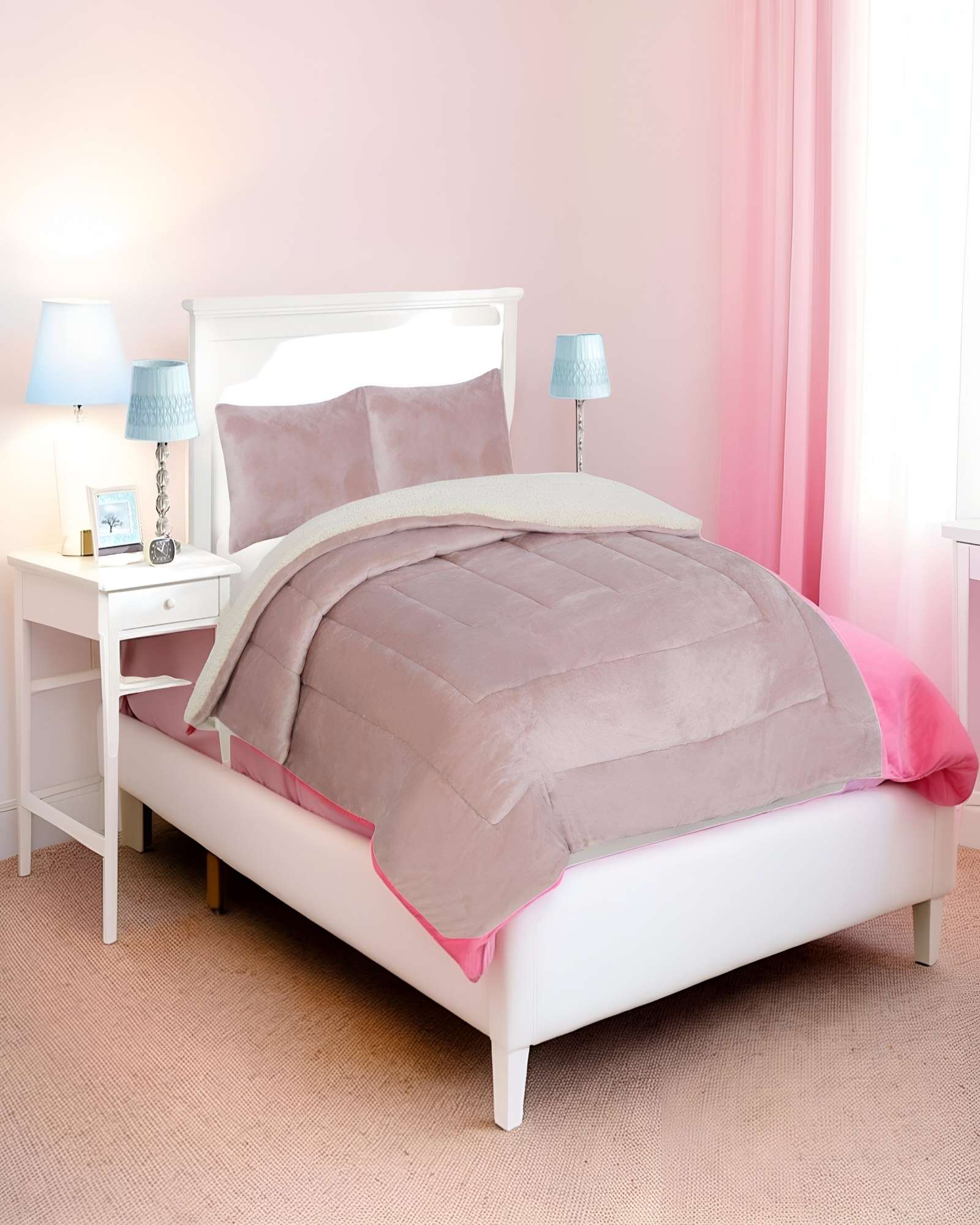 COBERTOR SHERPA KING 250X270CM ROSA B7 - 3