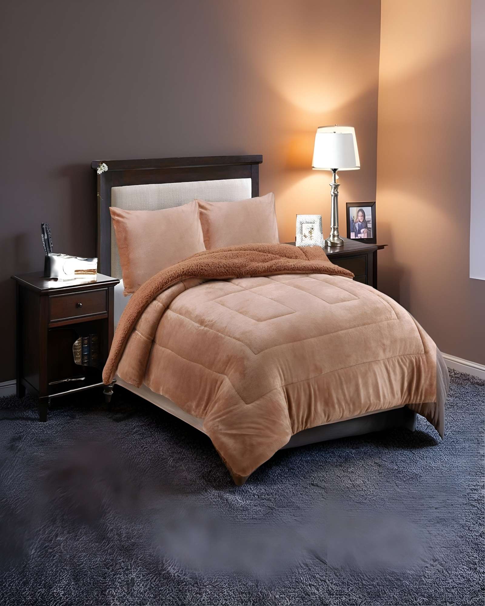 COBERTOR SHERPA KING 250X270CM CAFE B10 - 3