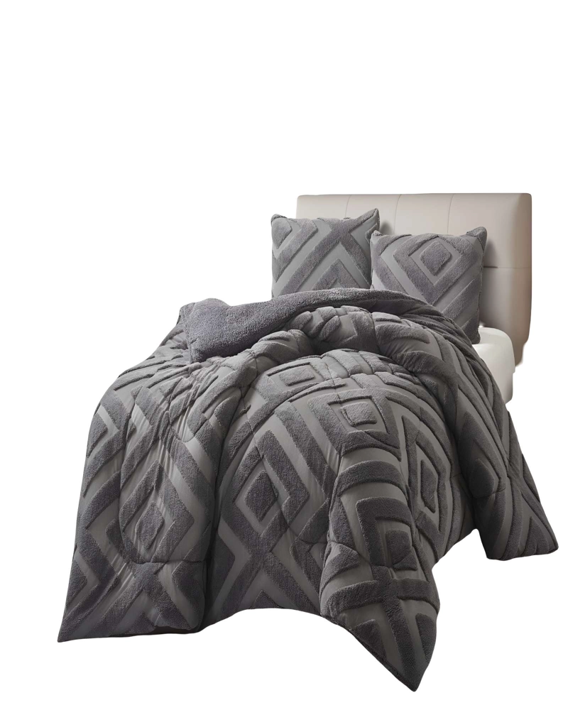 COBERTOR CON CHIPORRO DE JACQUERD CUTTING 2 PLAZAS 230X250CM GRIS B5 - 1