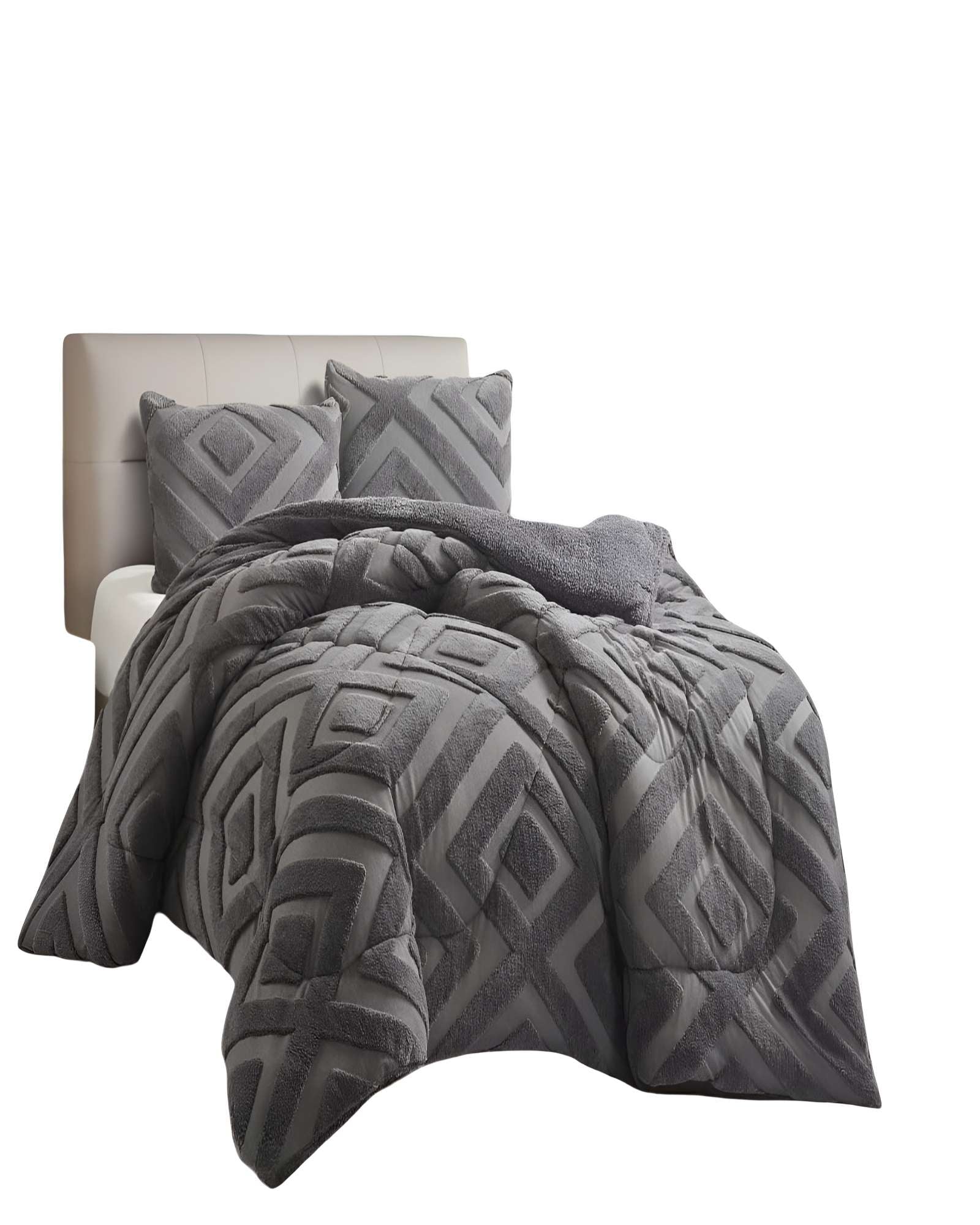COBERTOR CON CHIPORRO DE JACQUERD CUTTING 2 PLAZAS 230X250CM GRIS B5 - 2