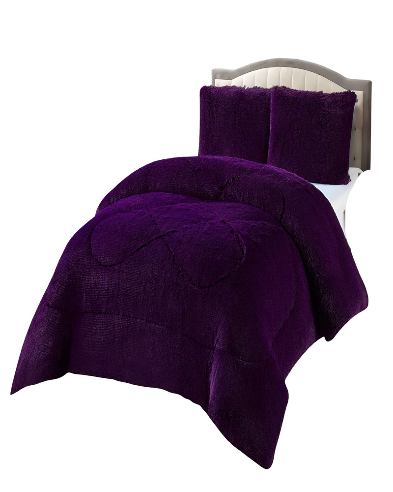 COBERTORES CON CHIPORRO DE PELUDOS 2 PLAZAS 230X250CM MORADO - 1