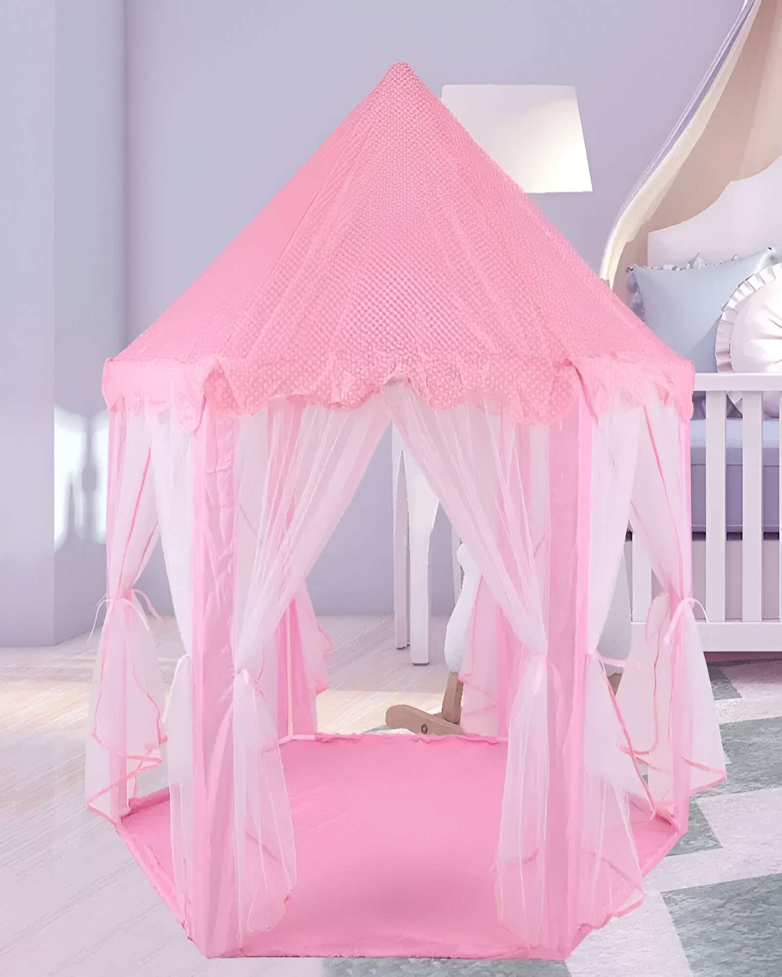 CARPA CON FORMA DE CASTILLO PARA NIÑA ROSADA - 6