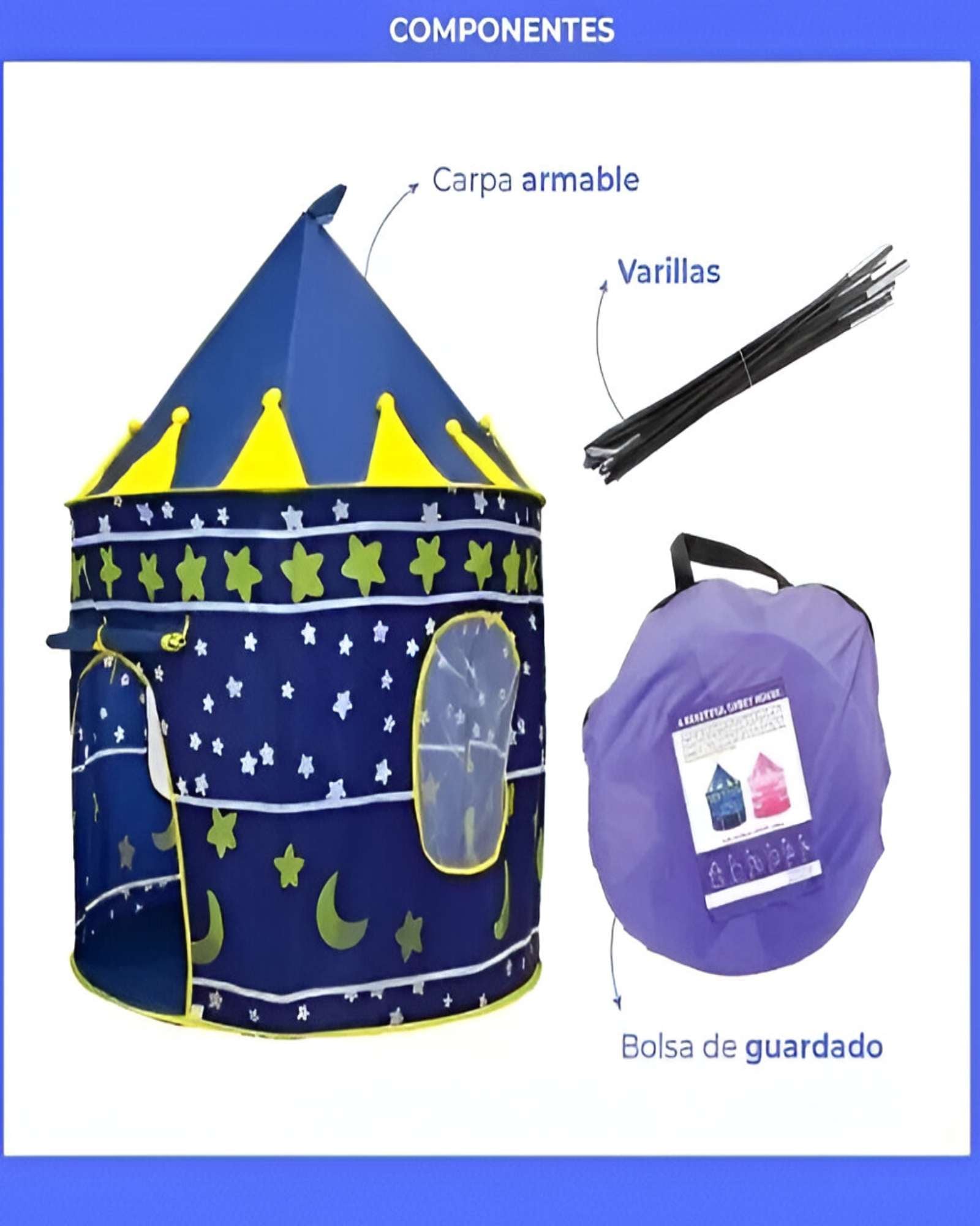 CARPA CON FORMA DE TORRE PARA NIÑO AZUL - 3