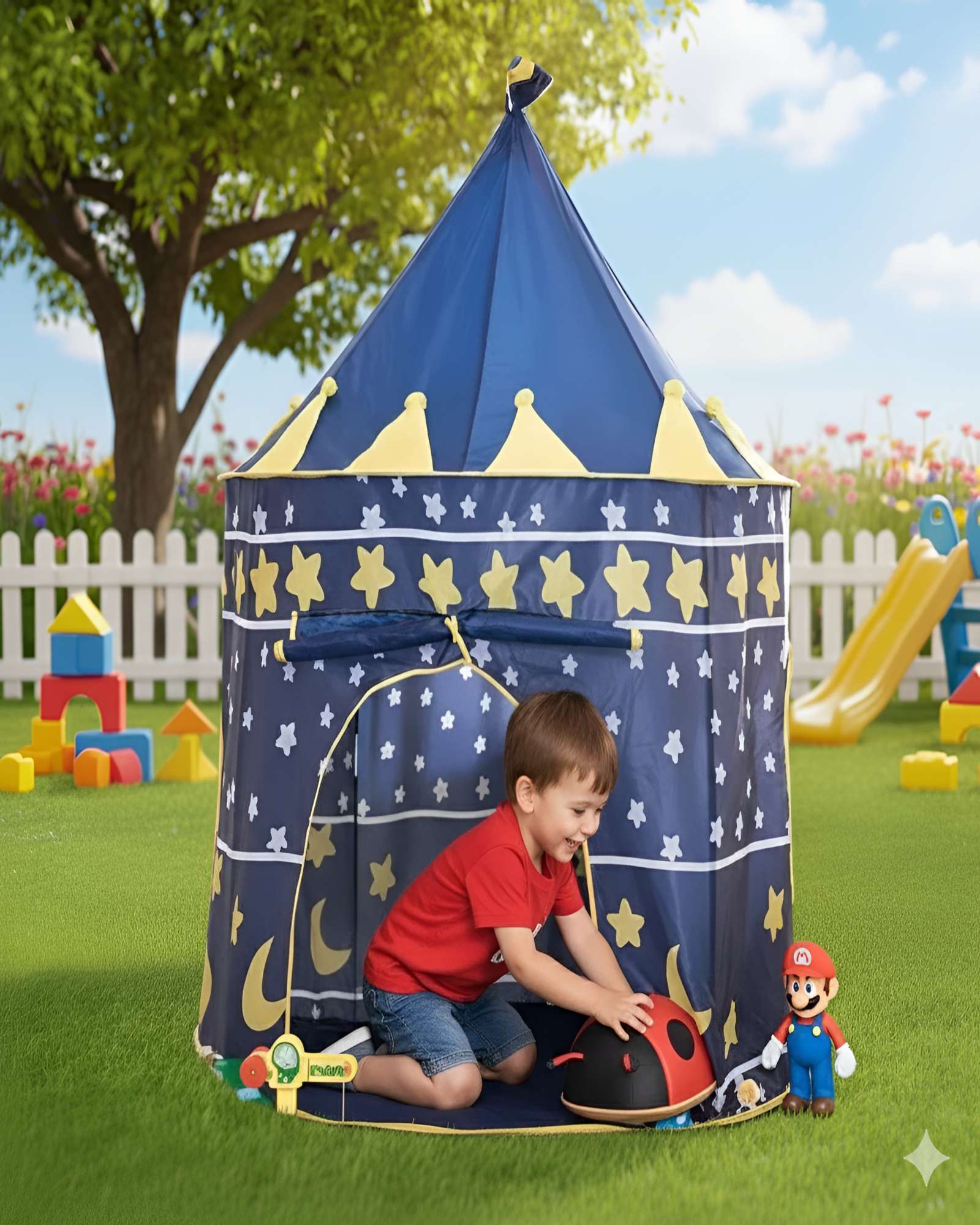 CARPA CON FORMA DE TORRE PARA NIÑO AZUL - 4