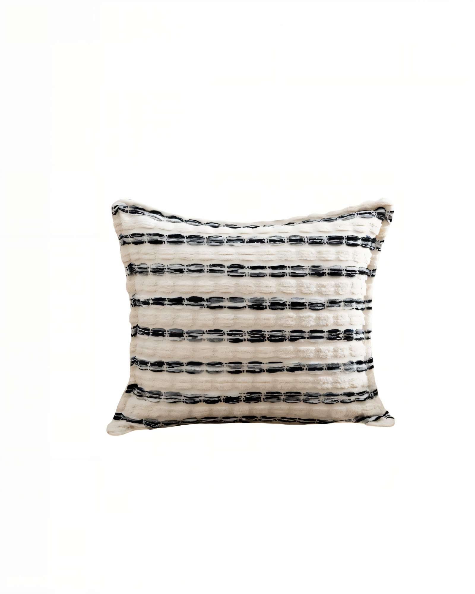 SET DE 2 FUNDAS DE COJIN 45CMX45CM  A RAYAS BEIGE CON NEGRO - 2