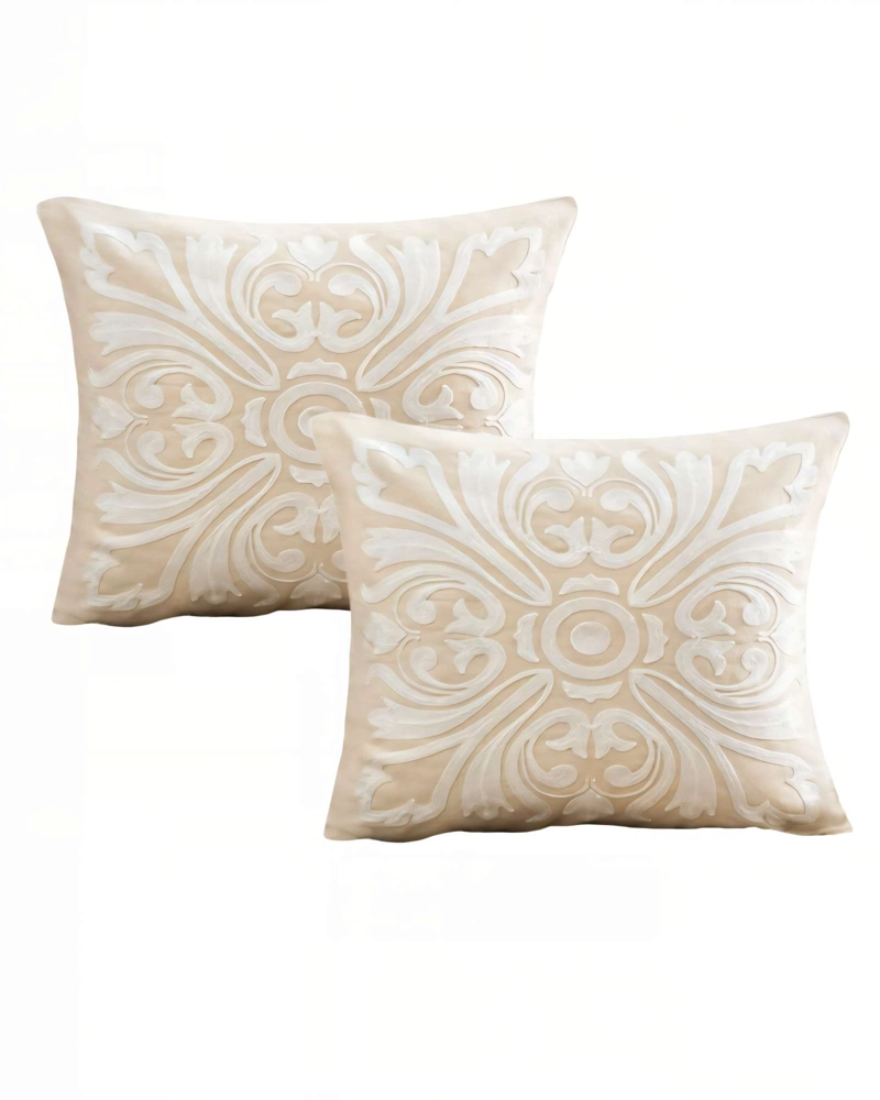 SET DE 2 FUNDAS DE COJIN 45CMX45CM  BORDADAS F3 - 1