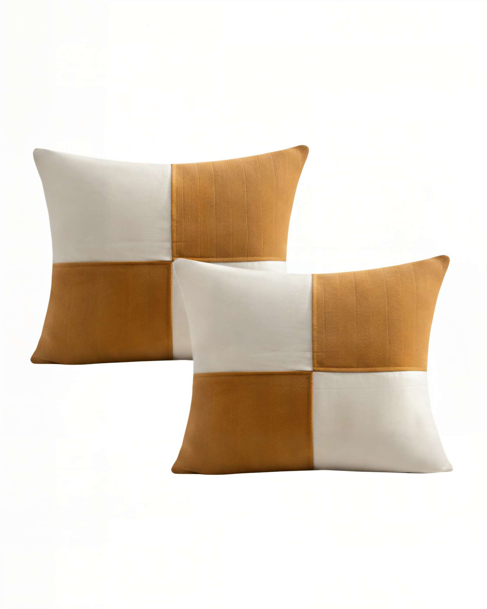 SET DE 2 FUNDAS DE COJIN 45CMX45CM  CHENILLE ROMBO COLOR MOSTAZA - 1