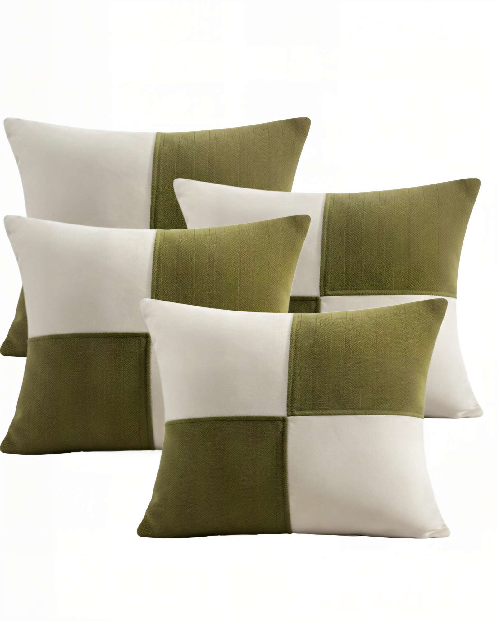 SET DE 4 FUNDAS DE COJIN 45CMX45CM  CHENILLE ROMBO COLOR VERDE - 1