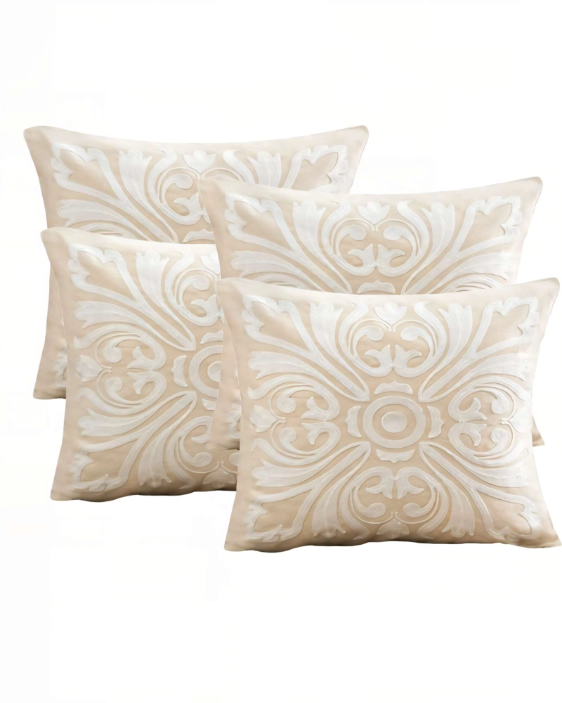 SET DE 4 FUNDAS DE COJIN 45CMX45CM  BORDADAS F3 - 1