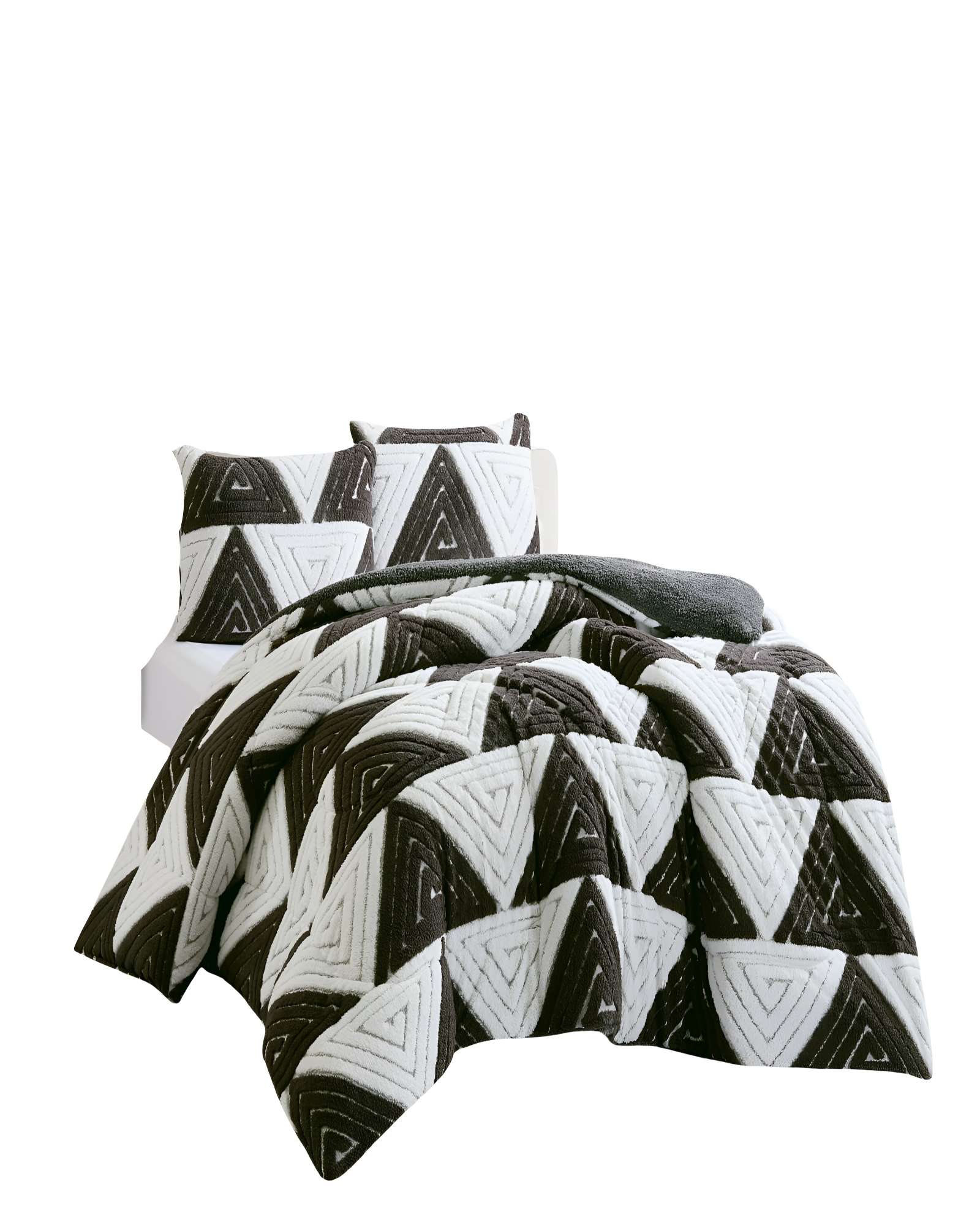COBERTOR DE JACQUERD 2 PLAZAS COLOR BLANCO CON CAFE - 2