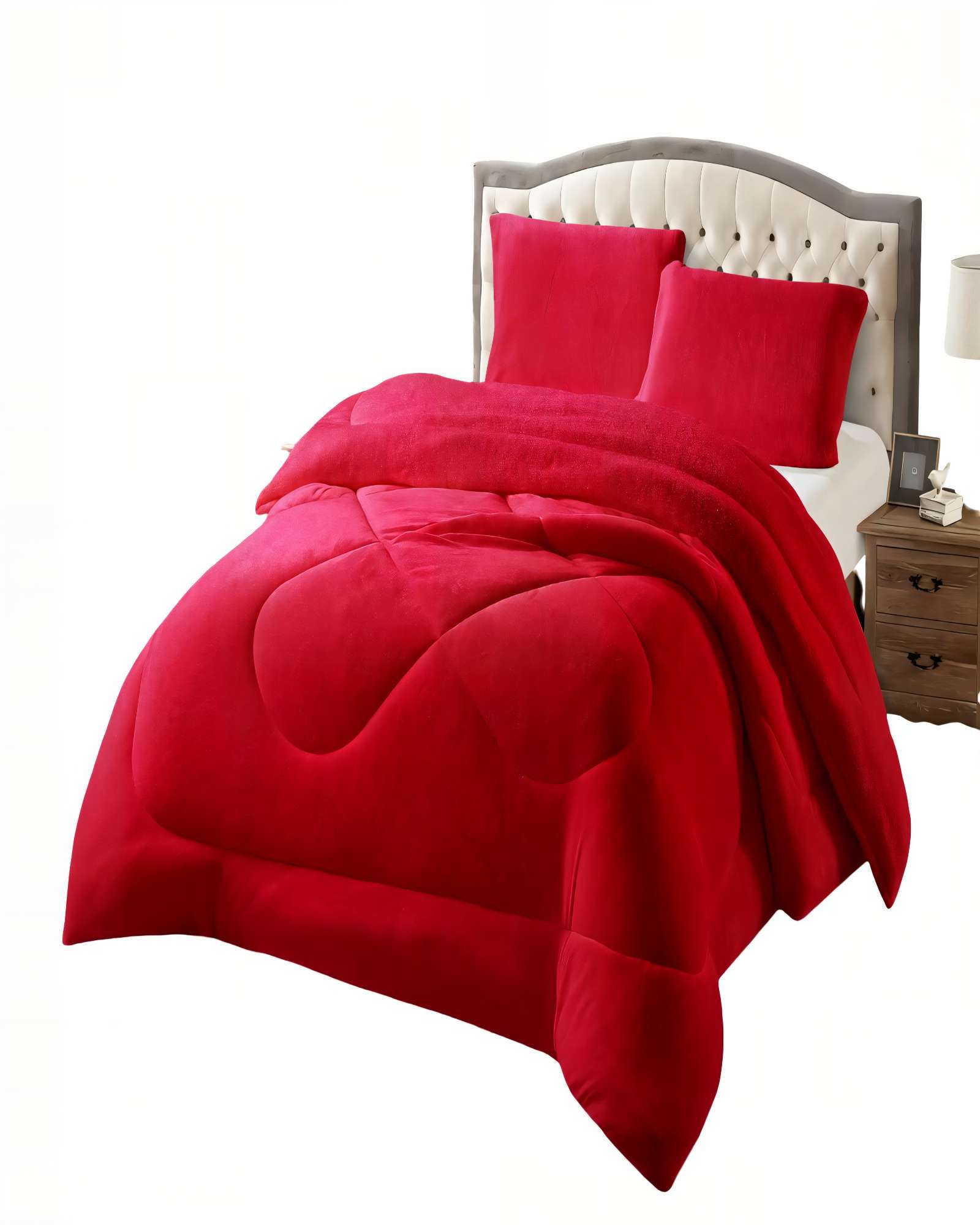 COBERTOR CON CHIPORRO PLUSH PLAZA Y MEDIA COLOR ROJO - 1