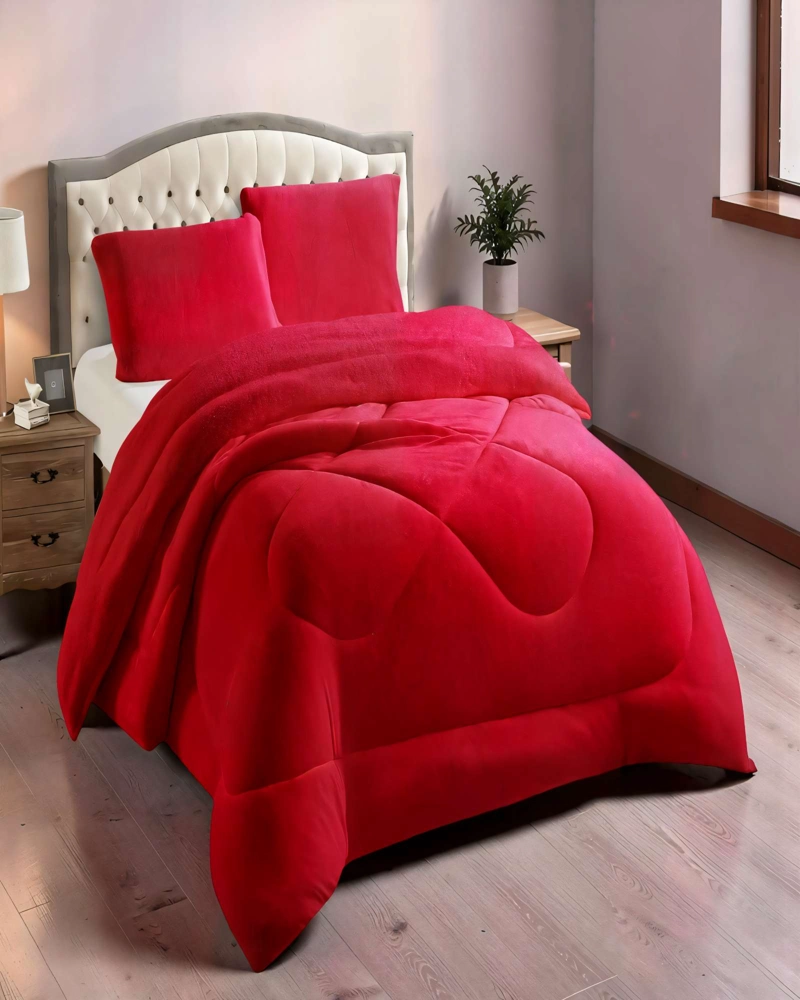 COBERTOR CON CHIPORRO PLUSH 2 PLAZA COLOR ROJO - 3