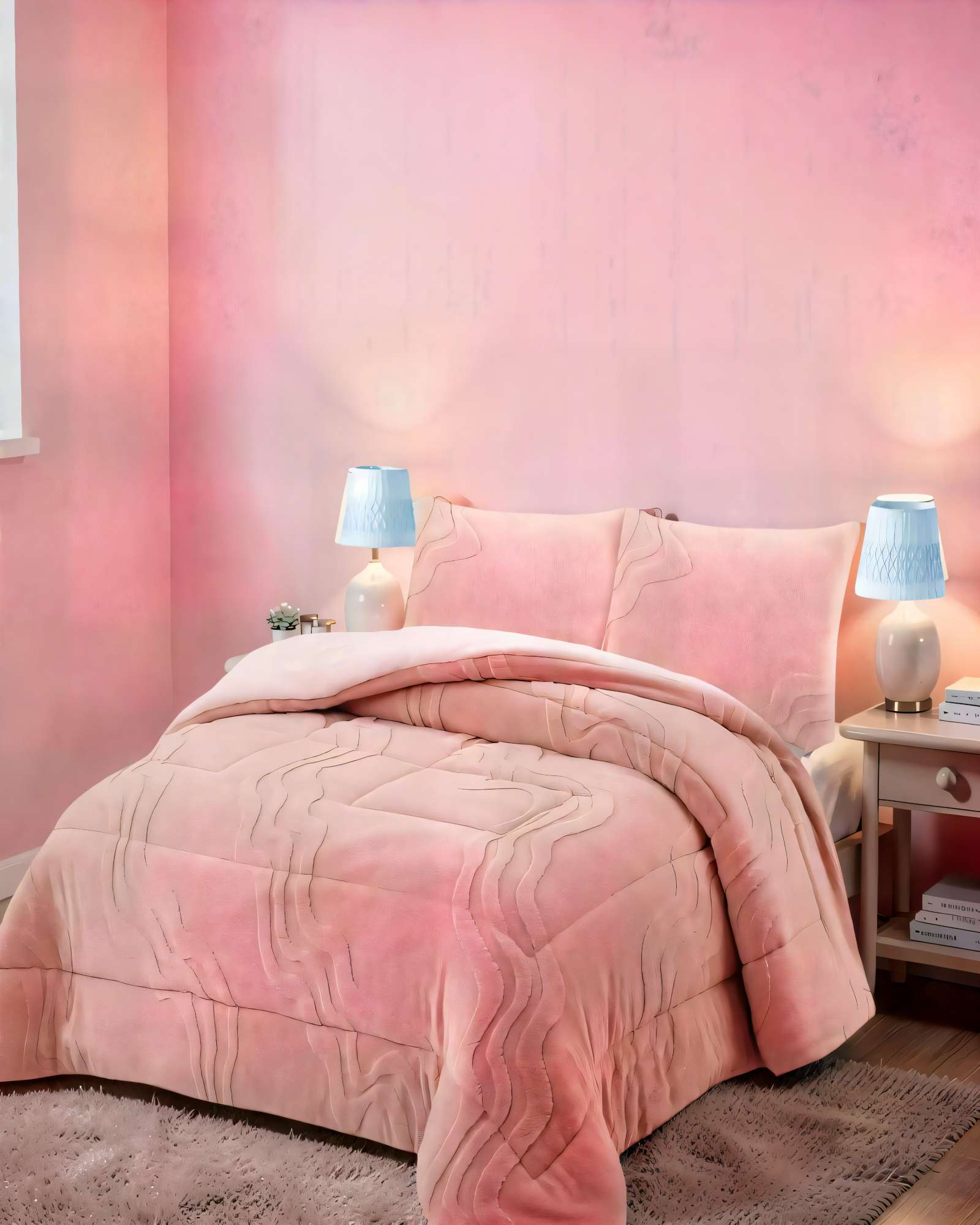 CUBRECAMA DE RELIEVE  2 PLAZAS COLOR ROSADO - 4