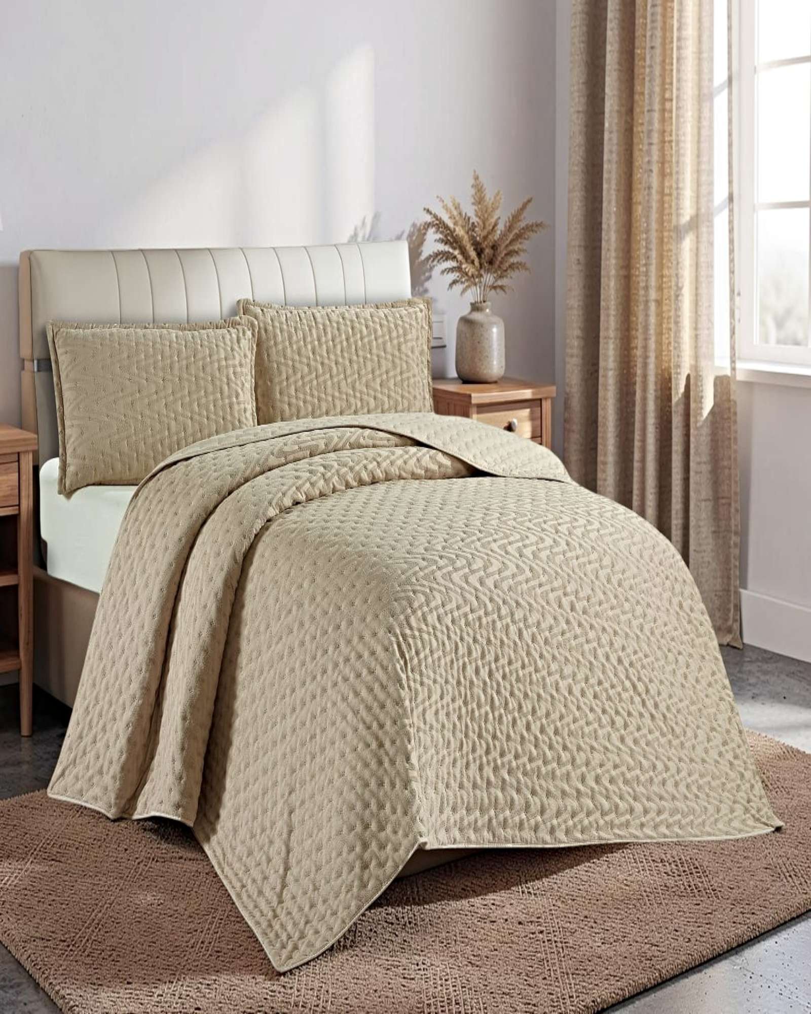 CUBRECAMA DEMI ACOLCHADO DELGADO 2 PLAZAS 230X250 CM BEIGE 01 - 4