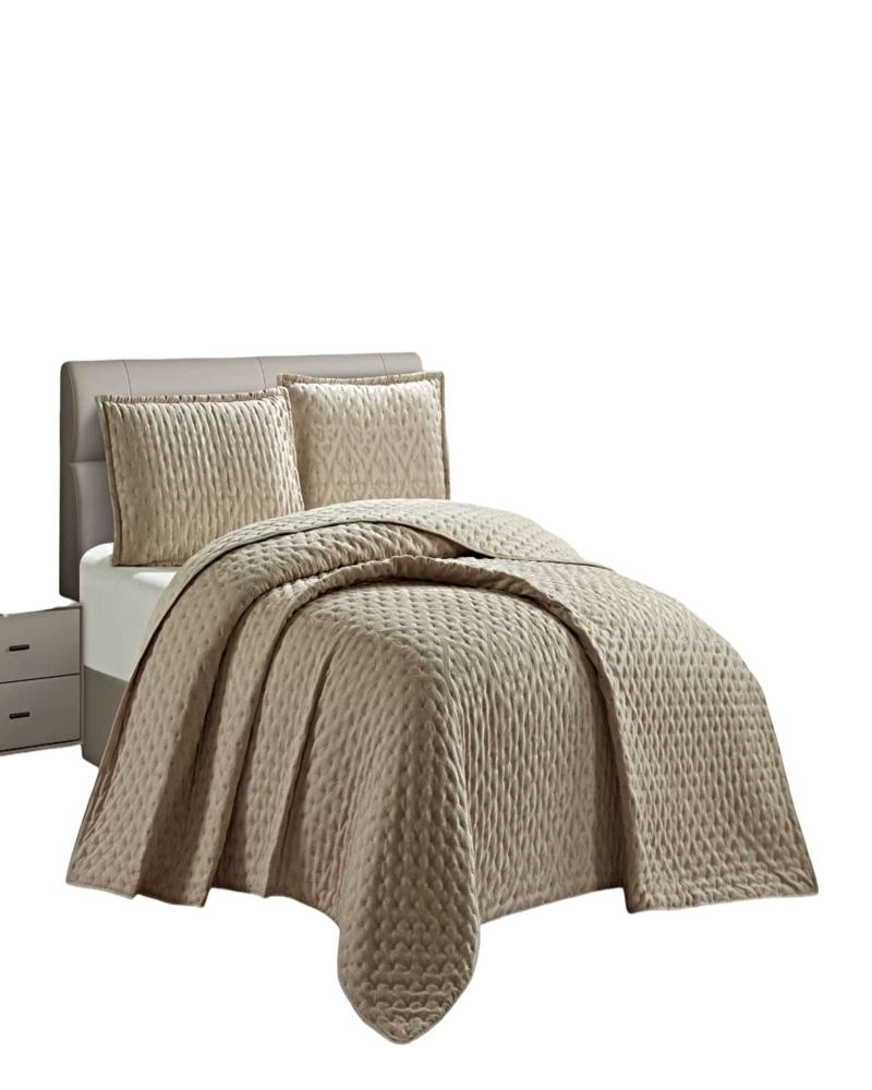 CUBRECAMA DEMI ACOLCHADO DELGADO KING 250X270 CM CAFE - 1