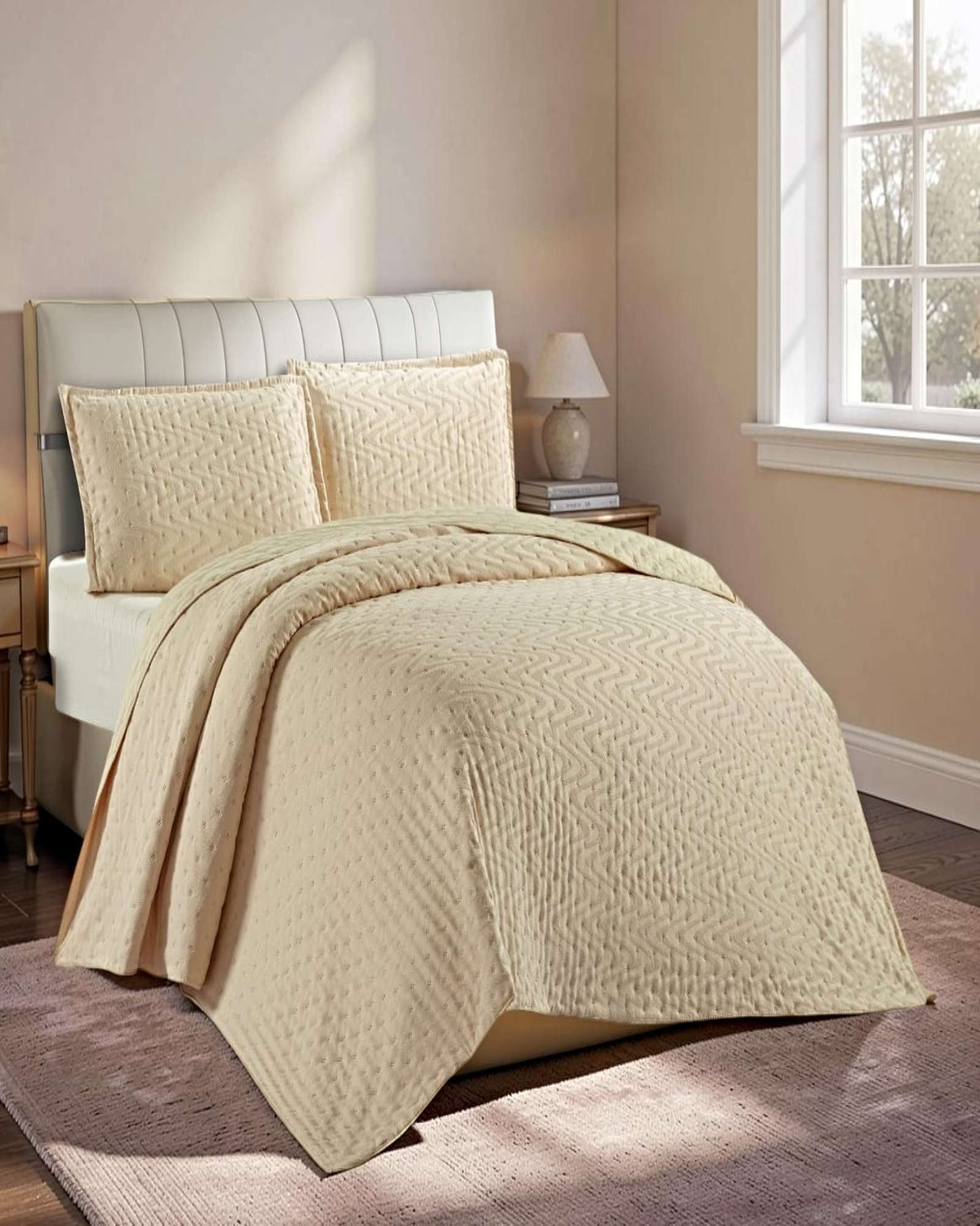 CUBRECAMA DEMI ACOLCHADO DELGADO 2 PLAZAS 230X250 CM BEIGE 03 - 4