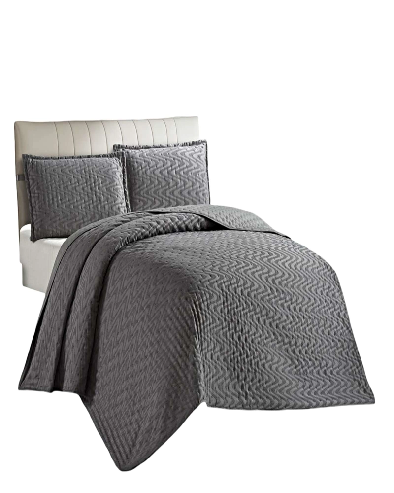 CUBRECAMA DEMI ACOLCHADO DELGADO PLAZA Y MEDIA 180X230 CM GRIS 01 - 2