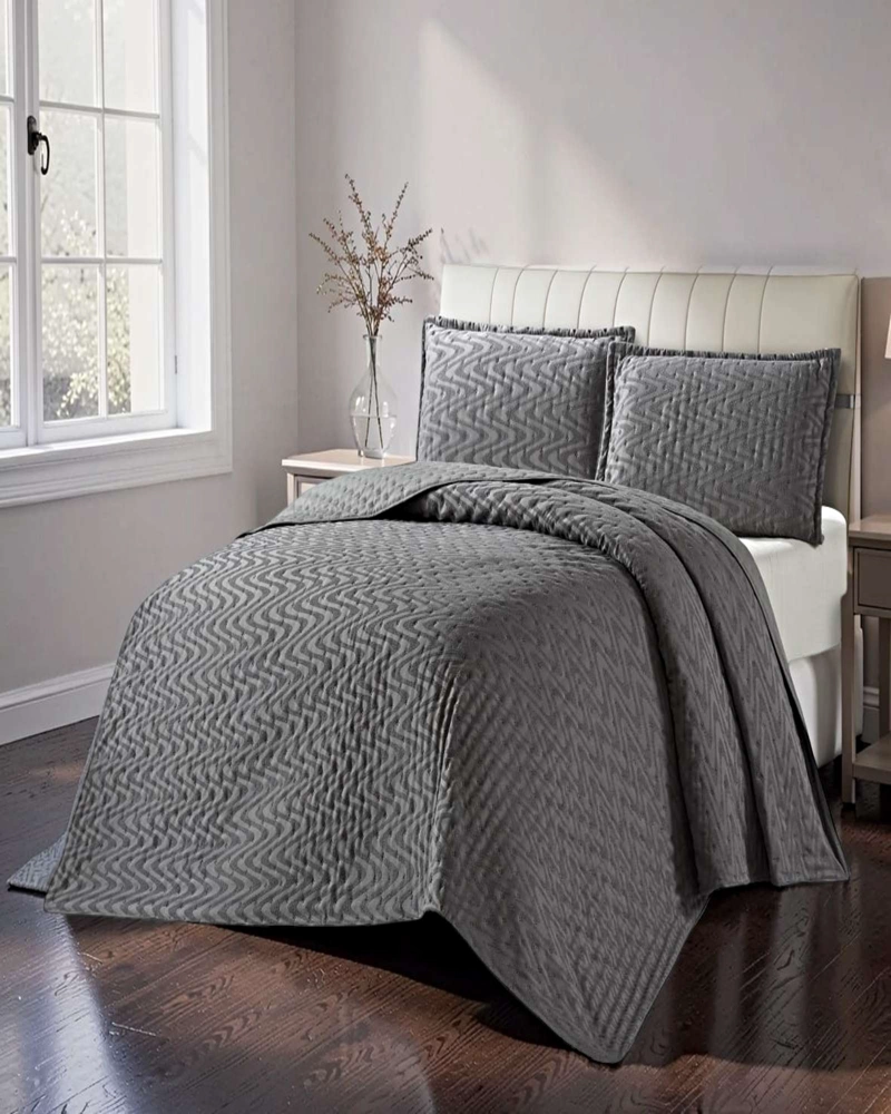 CUBRECAMA DEMI ACOLCHADO DELGADO PLAZA Y MEDIA 180X230 CM GRIS 01 - 3