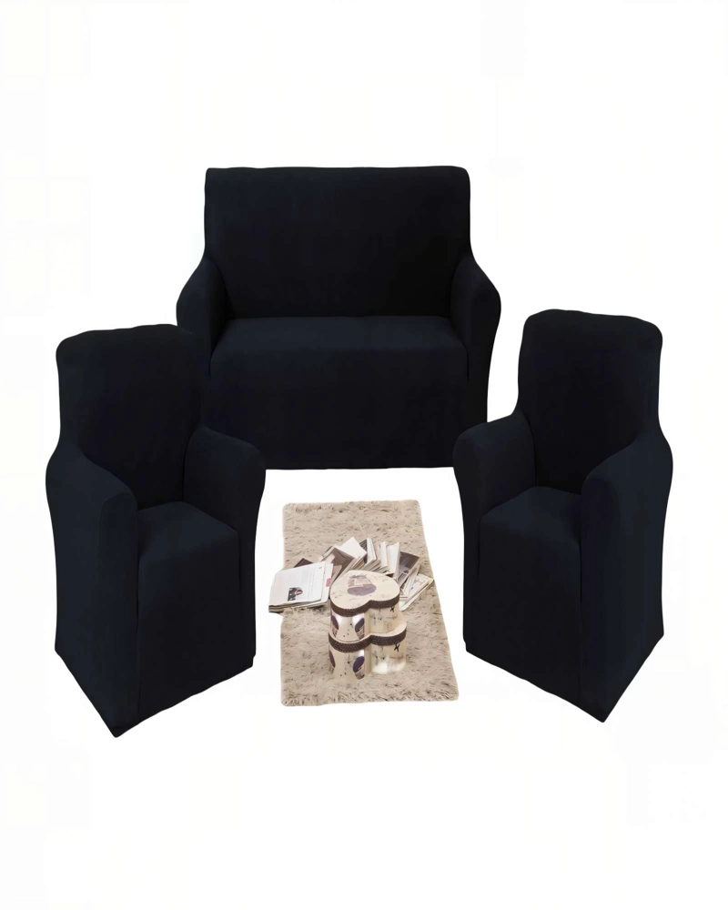 PACK DE FUNDAS DE SOFA CUADRILLE 3+1+1 COLOR NEGRO - 1