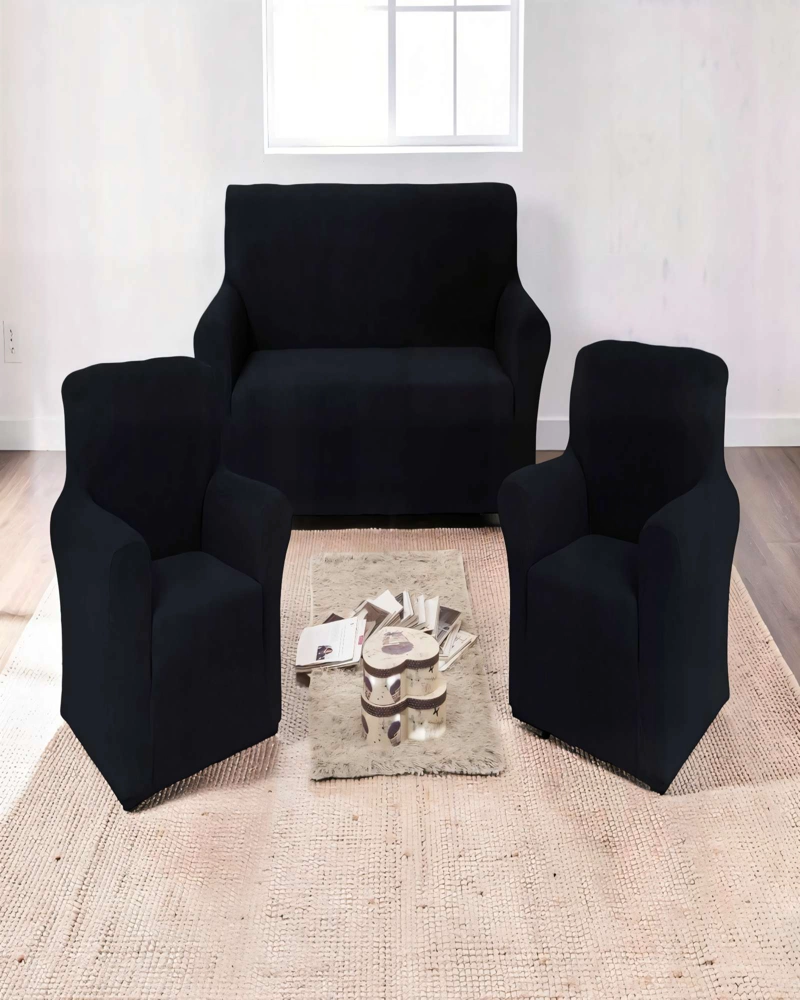 PACK DE FUNDAS DE SOFA CUADRILLE 3+1+1 COLOR NEGRO - 3