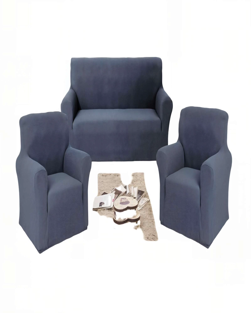 PACK DE FUNDAS DE SOFA CUADRILLE 3+1+1 COLOR GRIS - 1