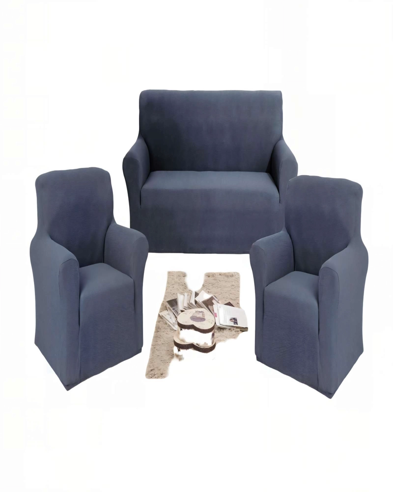 PACK DE FUNDAS DE SOFA CUADRILLE 3+1+1 COLOR GRIS - 2