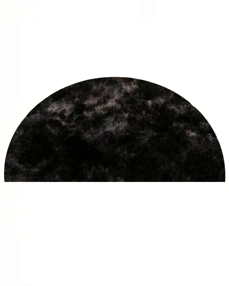 ALFOMBRA REDONDA DE TEXTURA PREMIUM  150CM X 150CM DECORATIVA COLOR NEGRO CON DETALLES EN BLANCO - 2