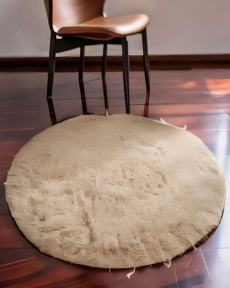 ALFOMBRA REDONDA DE TEXTURA PREMIUM  150CM X 150CM DECORATIVA COLOR BEIGE - 4
