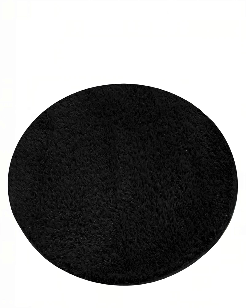 ALFOMBRA REDONDA DE TEXTURA PREMIUM  150CM X 150CM DECORATIVA COLOR NEGRO - 1