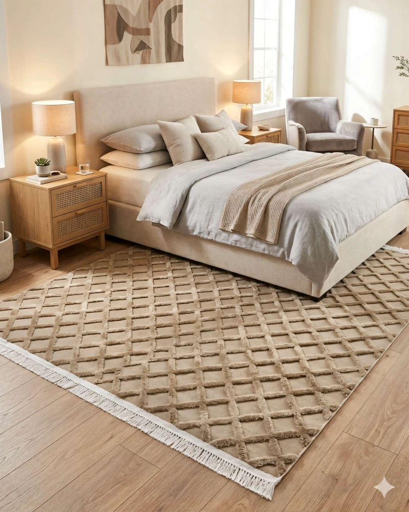 ALFOMBRA 150 X 200 JACQUARD DECORATIVA COLOR BEIGE 2 - 4