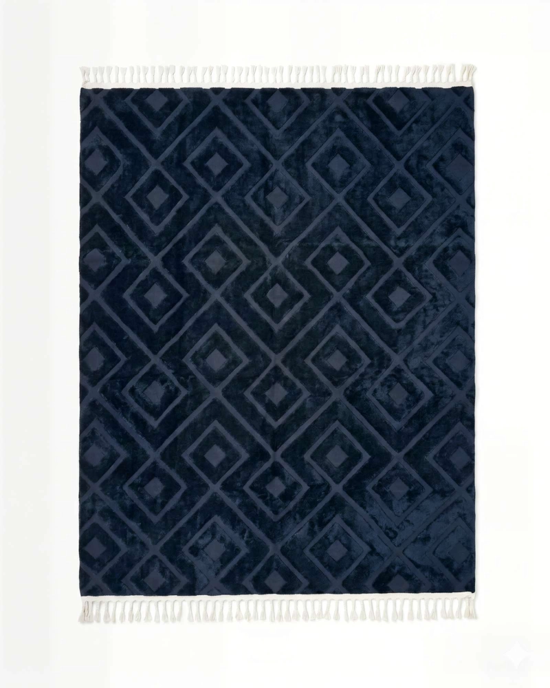 ALFOMBRA 150 X 200 JACQUARD DECORATIVA COLOR AZUL - 1