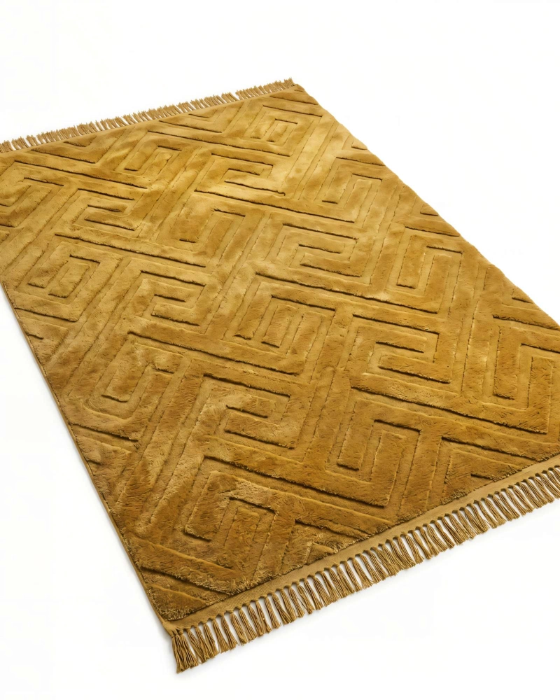ALFOMBRA 150 X 200 JACQUARD DECORATIVA COLOR MOSTAZA - 1