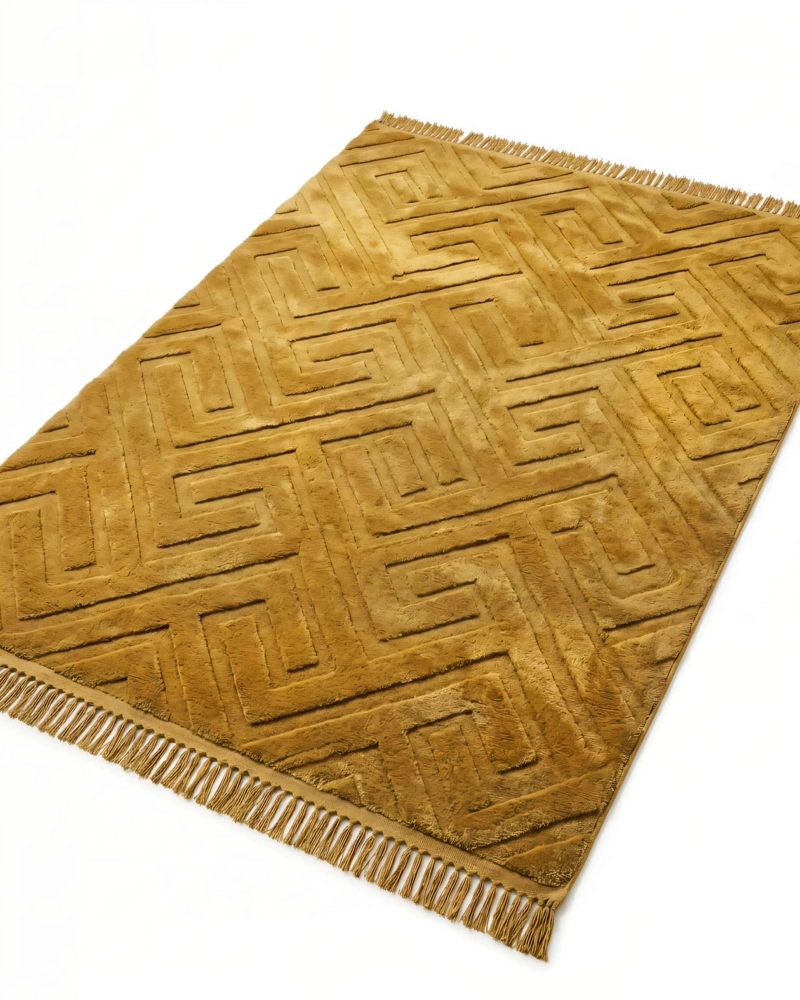 ALFOMBRA 150 X 200 JACQUARD DECORATIVA COLOR MOSTAZA - 2