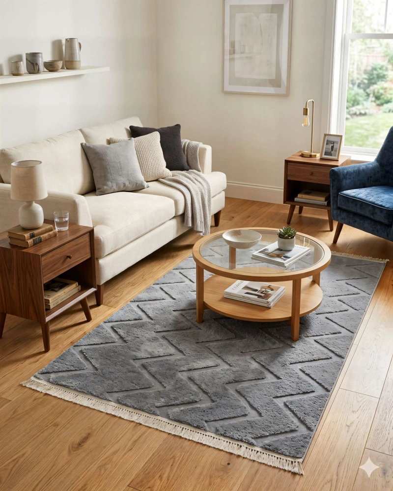 ALFOMBRA 200 X 240 JACQUARD DECORATIVA COLOR GRIS 2 - 4