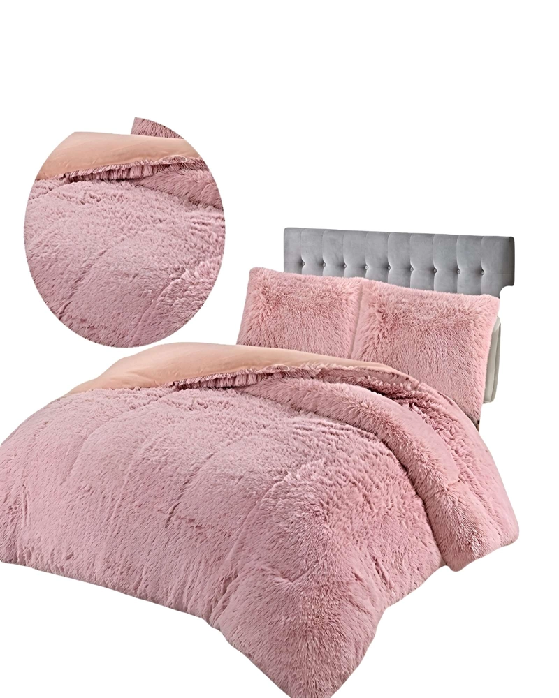 SET COBERTOR DE INVIERNO PELUDO 2 PLAZAS 230X250CM ROSA 2 - 2