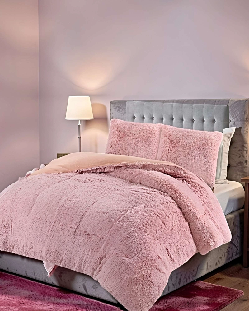 SET COBERTOR DE INVIERNO PELUDO 2 PLAZAS 230X250CM ROSA 2 - 3