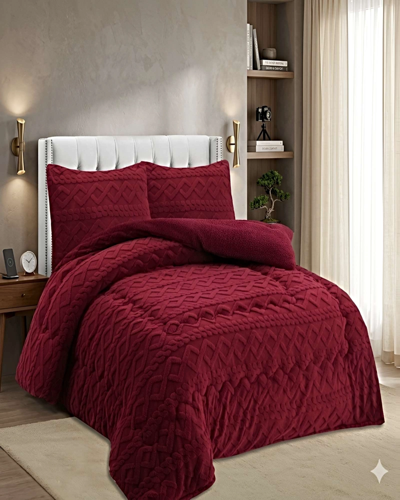 SET COBERTOR DE INVIERNO CON TEXTURA KING 250X270CM BURDEO - 3
