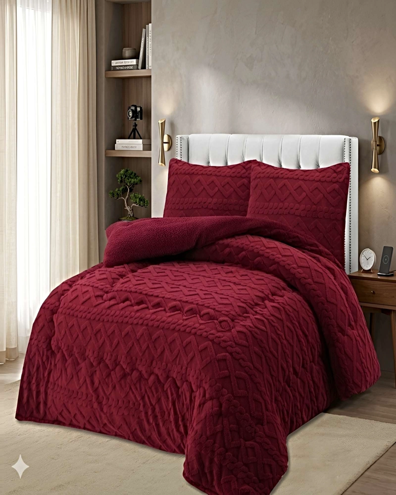 SET COBERTOR DE INVIERNO CON TEXTURA KING 250X270CM BURDEO - 4