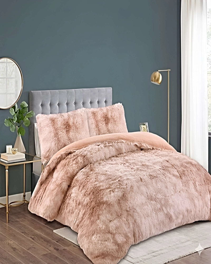 SET COBERTOR DE INVIERNO PELUDO KING 250X270CM BEIGE - 4