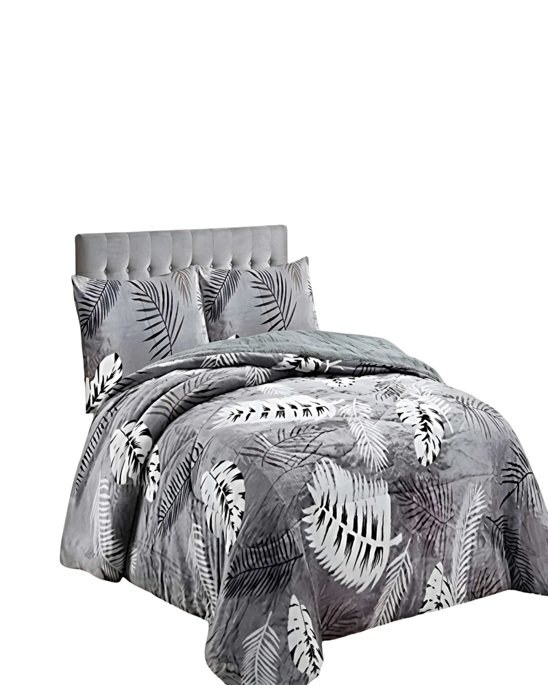 SET COBERTOR DE INVIERNO PLUSH 1.5 PLAZA 180X200CM GRIS CLARO 1 - 1