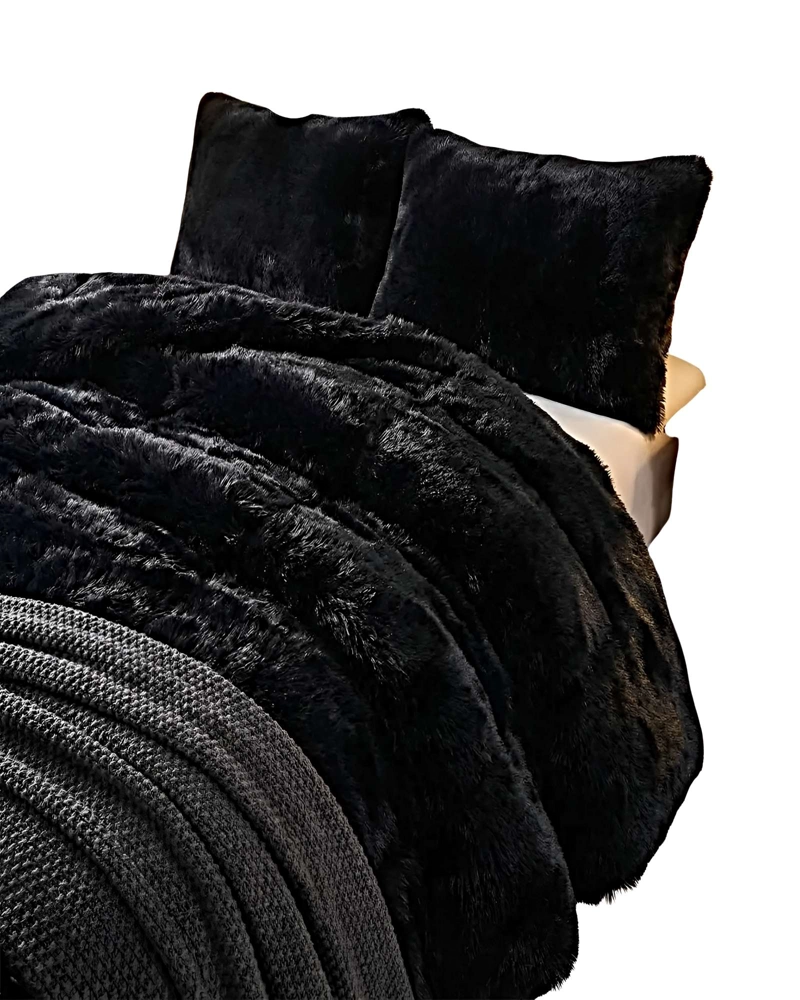 SET COBERTOR DE INVIERNO PELUDO KING 250X270CM NEGRO - 2
