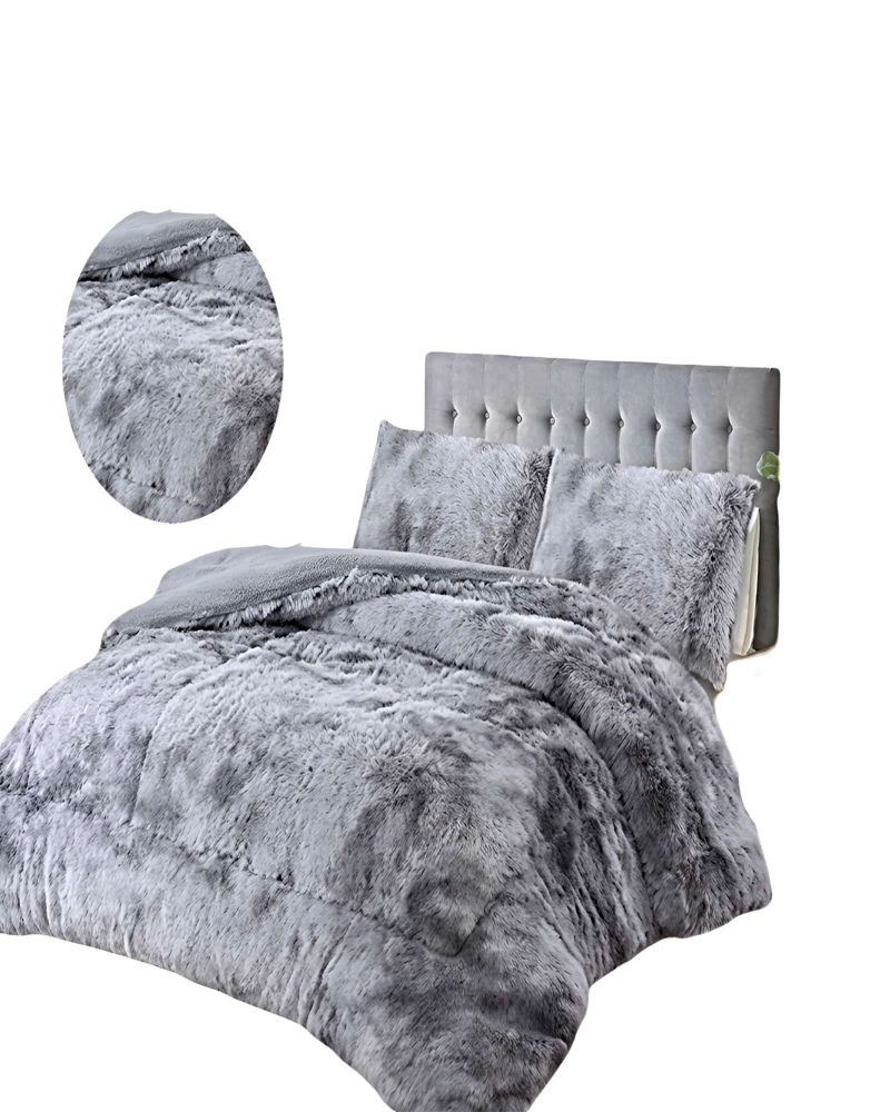 SET COBERTOR DE INVIERNO PELUDO 2 PLAZAS 230X250CM GRIS CLARO - 2