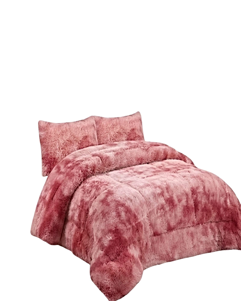 SET COBERTOR DE INVIERNO PELUDO 2 PLAZAS 230X250CM ROSA - 1